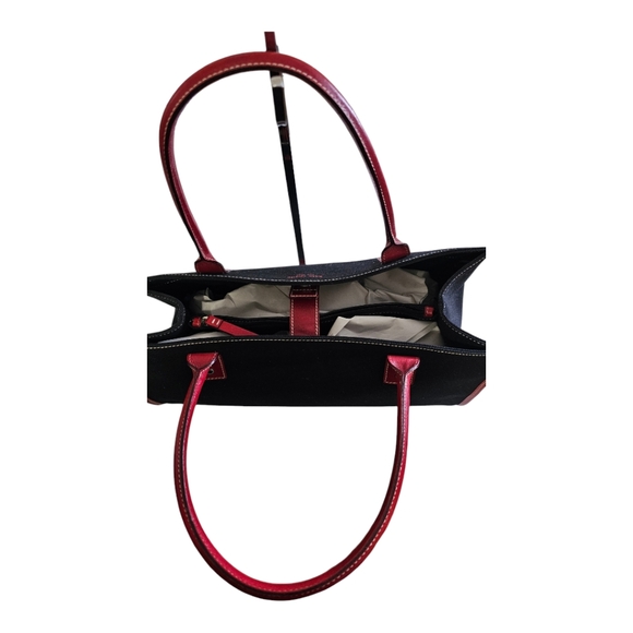 KATE SPADE Women's Satchel Box Bag Black w Red Leather - Picture 4 of 10